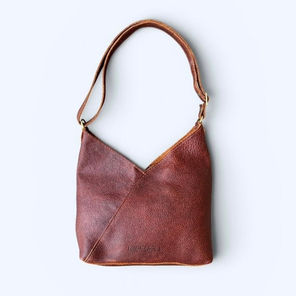 Portland Leather Goods Small Naomi Nutmeg Pebbled Leather Shoulder Crossbody Bag - Picture 8 of 11